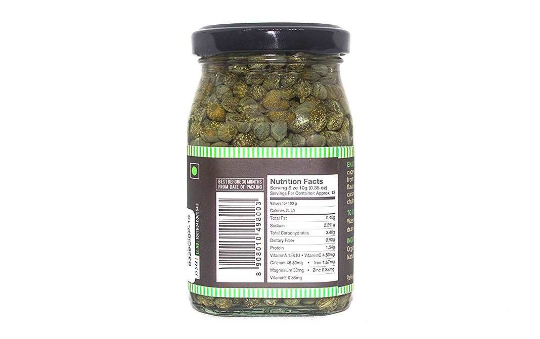 Ishka Farms Organic Capers Premium Cured In Brine   Glass Jar  210 grams
